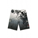 Mens Summer Fashion Tropical Print Quick Drying Surfing Shorts Sport Casual Swim Shorts
