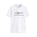 LIPS LIKE THE GALAXY'S EDGE Letter Printed Round Neck Slim Fit Leisure Graphic T-Shirt