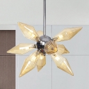 Tapered Ceiling Chandelier Modernist Amber Glass 9 Bulbs Dining Room Pendant Light Fixture