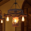 Bare Bulb Dining Room Pendant Chandelier Vintage Style Metal 4 Lights Rust Hanging Light
