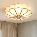 Metal Scalloped Flush Ceiling Light Simplistic 3/4/6 Heads Bedroom Lighting Fixture in Brass, 14