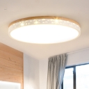 Round Wood Ceiling Light Modernism White 12