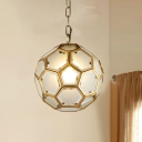 White Glass Globe Suspension Lamp Colonial 1 Head Bedroom Pendant Light Fixture