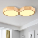 Octagon Flush Mount Lamp Minimalist Acrylic LED Wood Ceiling Light Fixture for Living Room