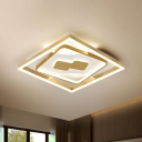 Diamond Flush Mount Light Postmodern Acrylic Gold LED Ceiling Fixture in Warm/White Light, 16