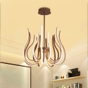Brown Curved Ceiling Pendant Light Modern Metal LED Hanging Chandelier, 24