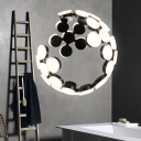 Geometric Chandelier Pendant Light Modern Style LED Black Ceiling Lamp for Living Room