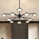 Black Starburst Suspension Light Modern 10 Lights Metal Ceiling Chandelier for Living Room