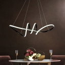 Modern Twist Hanging Chandelier Metal Black Led Ceiling Pendant Light for Dining Room
