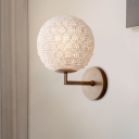 1 Light Globe Shaped Wall Mount Lamp Traditional Style Gold/Silver Crystal Sconce for Bedroom