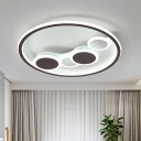 Coffee Circle Ceiling Light Fixture Modern Acrylic LED Flush Mount Light in Remote Control Stepless Dimming/Warm/White Light, 18.5