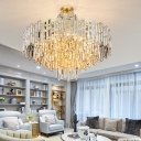 Tiered Pendant Chandelier Contemporary Crystal 12/16 Bulbs Gold Ceiling Suspension Lamp, 23.5