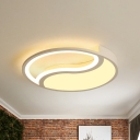 Circle Acrylic Ceiling Lamp Simple Style White LED Flush Mount Lighting in Warm/White/3 Color Light, 16