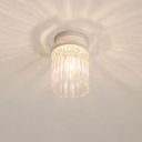 Crystal Rod Petal/Cylinder Ceiling Fixture Modernism 1/3/5 Heads White Flush Mount Lamp