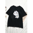 Cute Girls Short Sleeve Crew Neck Rabbit Print Oversize T Shirt