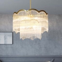 6/9 Lights Crystal Chandelier Lighting Traditional-Style Gold Two-Tiered Bedroom Ceiling Pendant Light