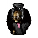 Fancy Skull Joker 3D Printed Drawstring Hood Long-Sleeved Pullover Hoodie