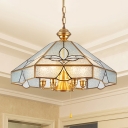 Conical Bedroom Ceiling Chandelier Colonial Clear Bubble Glass 7 Heads Hanging Light Fixture