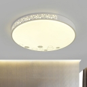 Round Metal Flush Mount Lamp Contemporary LED White Flush Light Fixture for Bedroom