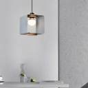 Contemporary Cubic Metal Pendulum Light 1 Light Pendant Lighting Fixture in White/Grey for Dining Room