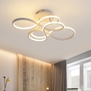 Silica Gel Twist Semi Flush Mount Contemporary Led Semi Flush Ceiling Light with White Lighting