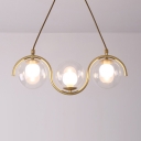 Clear Glass Orb Hanging Island Light Contemporary 3/5/7 Lights Brass Pendant Chandelier