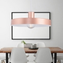 1 Bulb Round Pendant Light Contemporary Metal Suspended Lighting Fixture in Pink