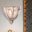 Crystal Block Curvy Wall Sconce Modernist 1 Head Antique Silver LED Wall Lighting Fixture