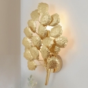 2 Lights Leaf Shape Wall Lighting Contemporary Stylish Golden/Dark Coffee Aluminum Wall Mount Light for Living Room