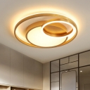 Acrylic Circle Flush Mount Lamp Postmodern Gold LED Ceiling Light Fixture in Remote Control Stepless Dimming/Warm/White Light, 16