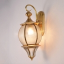 Teardrop Sconce Light Retro Style Water Glass 1 Bulb Curly Arm Wall Lamp in Gold