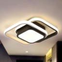 LED Flush Light Contemporary Black Ceiling lamp with Round/Square Acrylic Shade in Warm/White/3 Color Light