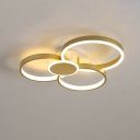Gold Loop Flush Mount Lamp Postmodern Acrylic LED Ceiling Fixture in Warm/White Light for Bedroom