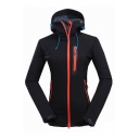 Female Sport Basic Long Sleeve Hooded Drawstring Zipper Decoration Pockets Side Contrast Piped Fitted Thick Plain Coat