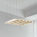 Silver Linear Chandelier Light Modern K9 Crystal 6/9 Heads Living Room Pendant Light, Warm/White Light
