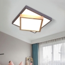 Rhombus Flush Light Fixture Modern Wood White/Gray LED Ceiling Mounted Light in Warm/White Light