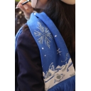 Winter Fashion Snowflake Pattern Tassel Hem Blue Scarf 150*18cm