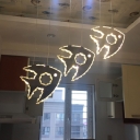 Chrome Fish Cluster Pendant Light Modern LED Crystal Ceiling Suspension Lamp in White/Warm Light