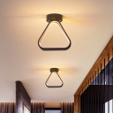 Acrylic Triangle Ceiling Lamp Simple Style Black/White LED Flush Mount Fixture in Warm/White/3 Color Light
