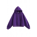 Hip Hop Style Long Sleeve Drawstring Baggy Plain Pullover Hoodie for Girls