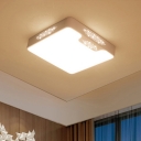 LED Flush Mount Fixture Modern White Ceiling Lamp with Rectangle/Square Acrylic Shade, 20