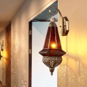 Traditional Urn Shaped Wall Lamp 1 Head Metal Sconce Lighting Fixture in Brass for Corridor