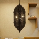 Decorative Cylinder Chandelier Lighting Metal 3 Bulbs Hanging Ceiling Light in Black