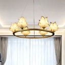 6 Lights Chandelier Pendant Light Traditional Wagon Wheel LED Metal Suspension Lamp with Clear Glass Shade