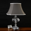 Gray 1 Bulb Night Light Traditional Hand-Cut Crystal Flared Table Lamp for Bedroom