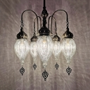 White Prismatic Glass Urn Chandelier Traditional 5 Lights Restaurant Hanging Ceiling Lamp