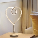 Heart Task Lighting Contemporary Acrylic LED Nightstand Lamp in White/Gold for Living Room