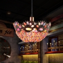 Metal Rust Hanging Ceiling Light Bowl 1 Head Art Deco Pendant Lamp for Restaurant