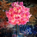 Floral Restaurant Suspension Lamp Industrial Metal 1 Bulb Pink LED Pendant Light, 12