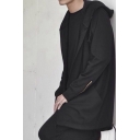 Men's Vintage Solid Color Long Sleeves Open Front Drawstring Hem Tunic Cape Hoodie Coat